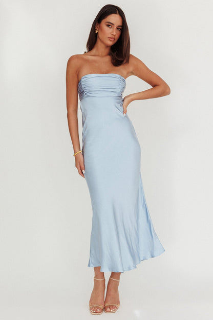 Moon Song Strapless Laced Back Dress Midnight Blue