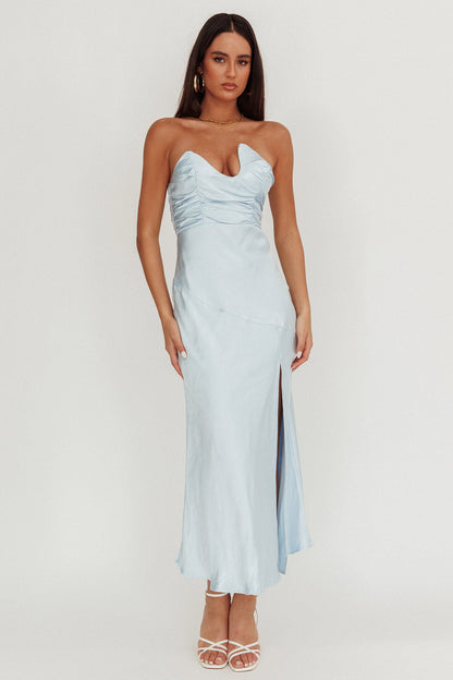 Blaise Asymmetric Neckline Maxi Dress Blue