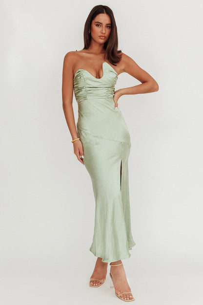 Blaise Asymmetric Neckline Maxi Dress Sage