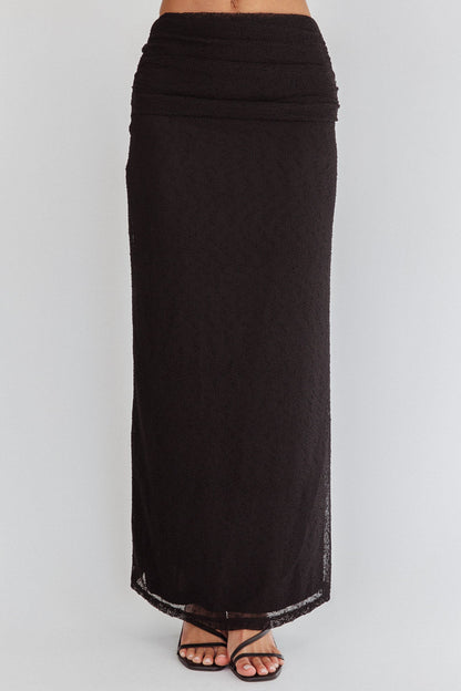 Alivya Ruched Side Maxi Skirt Black