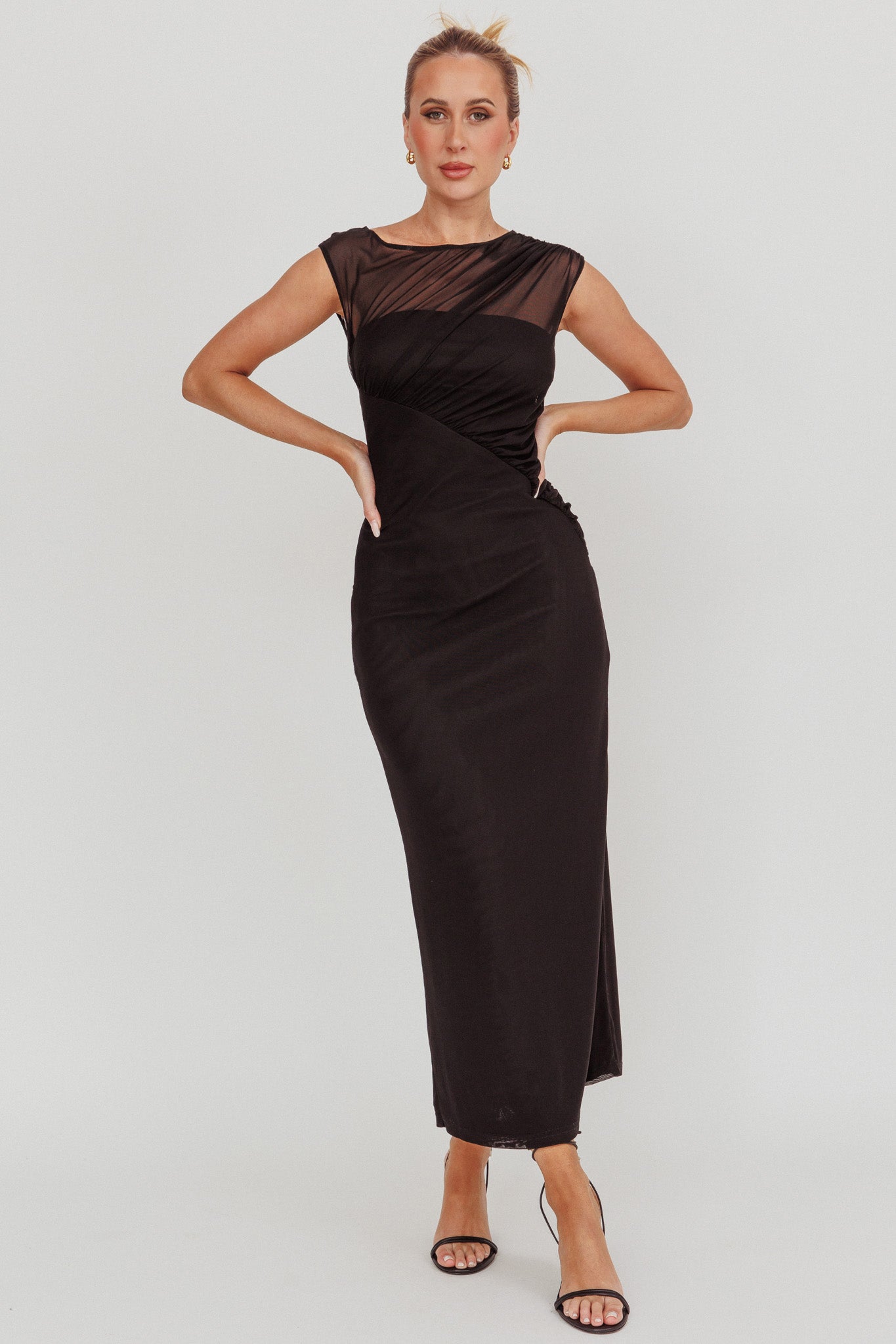 Passion Mesh Sleeveless Maxi Dress Black