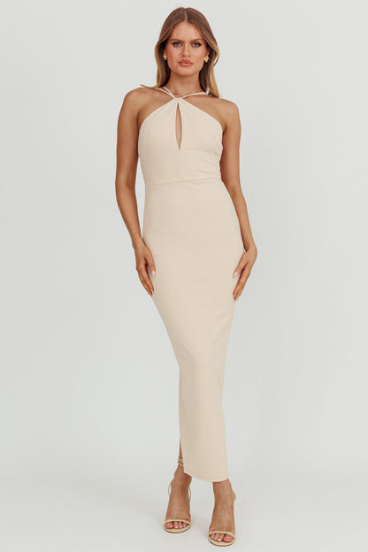 Feels Good Backless Bodycon Maxi Dress Cream