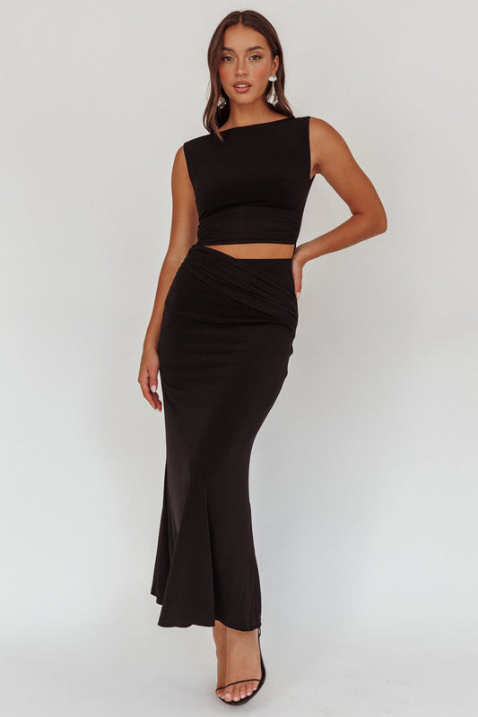 Costa Cut-Out Waist Maxi Dress Black