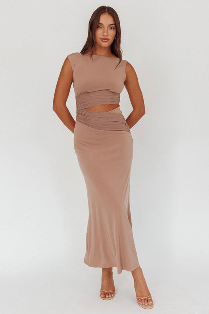 Costa Cut-Out Waist Maxi Dress Ecru