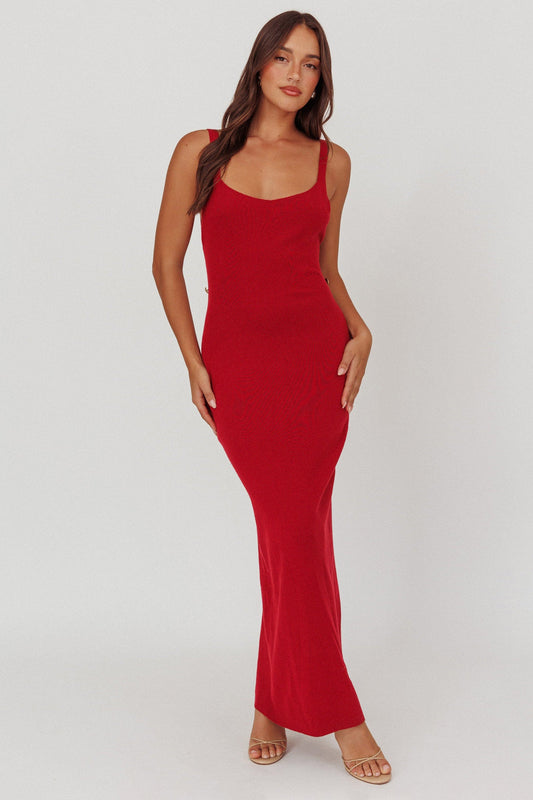 Fall Moon Cut-Out Back Maxi Dress Cherry