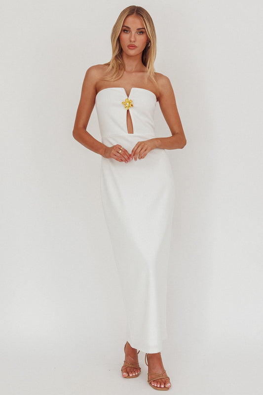 Sonrisa Strapless Cut-Out Maxi Dress White