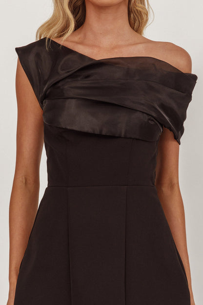 Vienna Nights Off-Shoulder A-Line Mini Dress Black