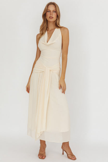 Maretha Cowl Halterneck Maxi Dress Butter