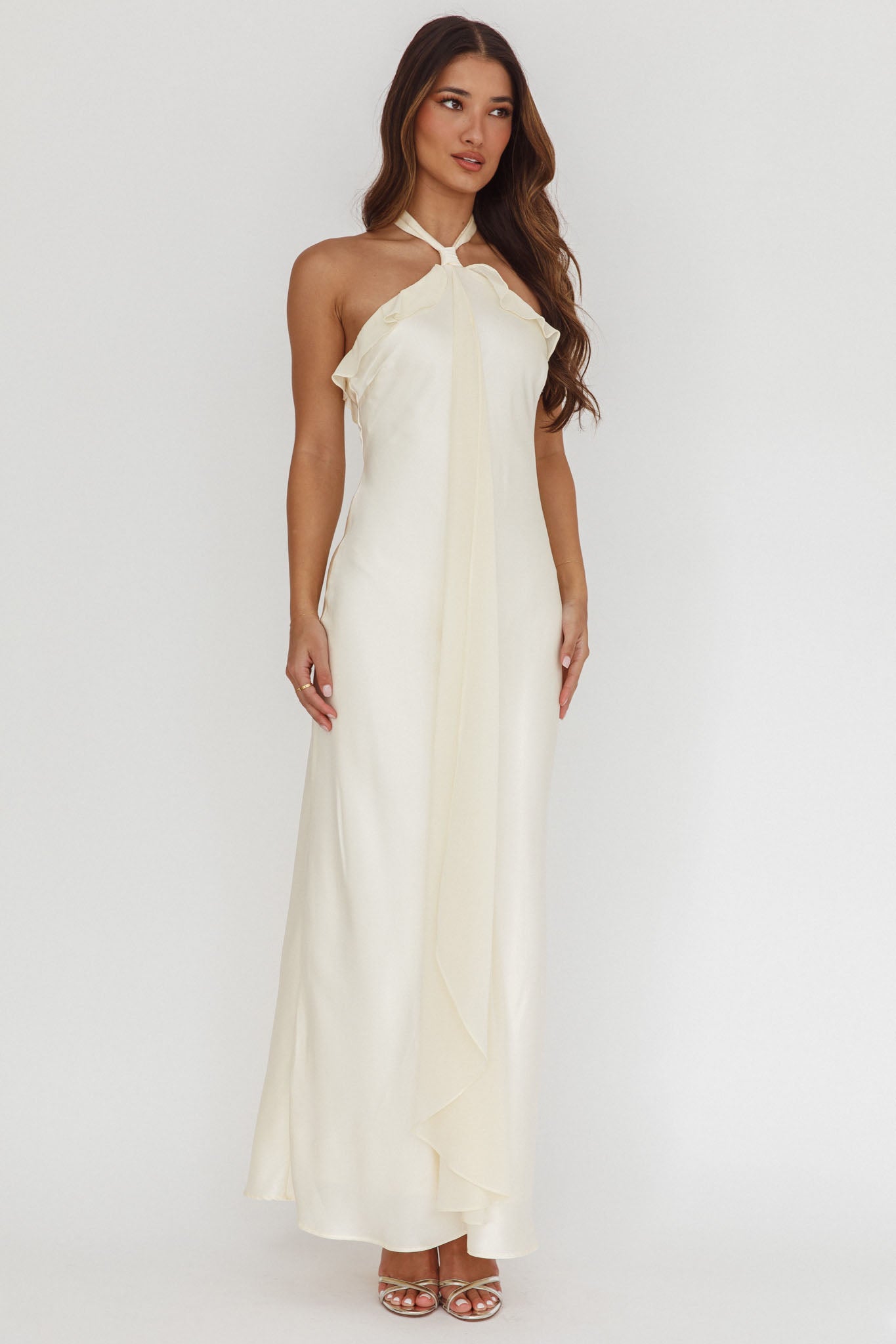 Starlet Halterneck Sash Maxi Dress Butter