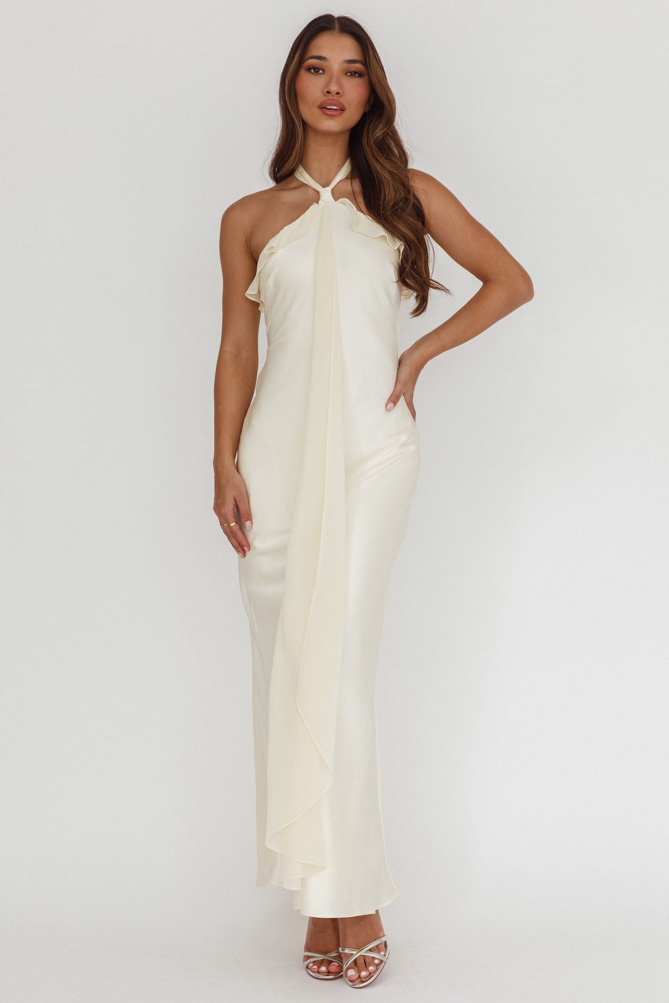 Starlet Halterneck Sash Maxi Dress Butter