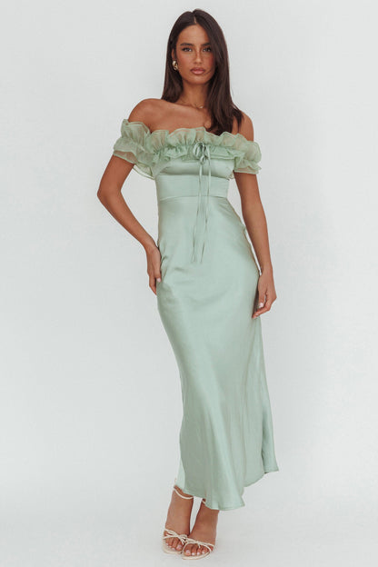 Summerfield Off-Shoulder Maxi Dress Pistachio