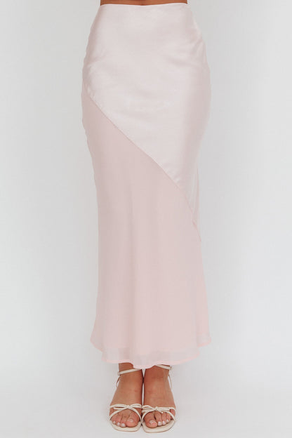 Easy Love Contrast Maxi Skirt Pink