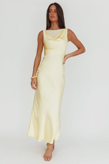 Venus Rising Sleeveless Cowl Neck Maxi Dress Butter