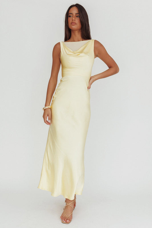 Venus Rising Sleeveless Cowl Neck Maxi Dress Butter