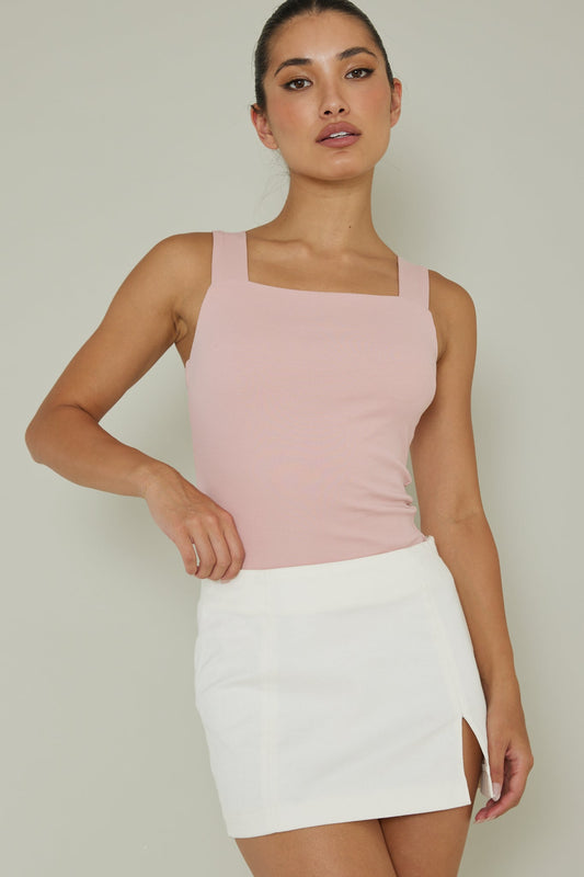 High Time Square Neckline Leotard Blush