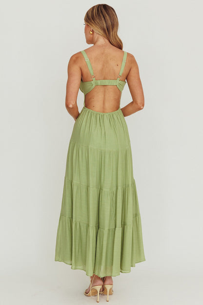 Neptune Cut Out Back A-Line Maxi Dress Sage
