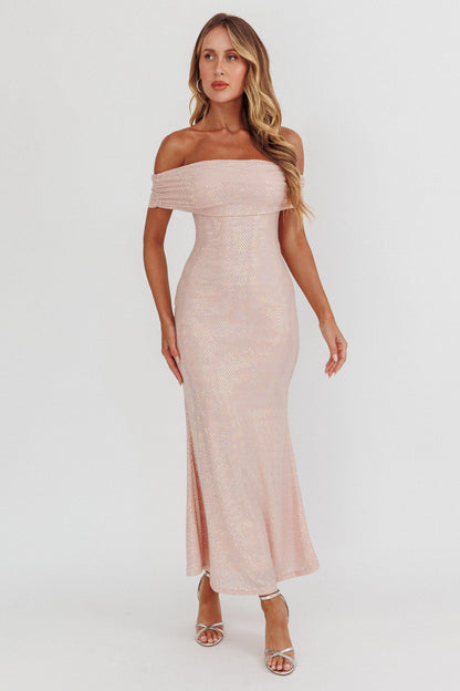 Kailey Off-Shoulder Maxi Dress Spangle Blush