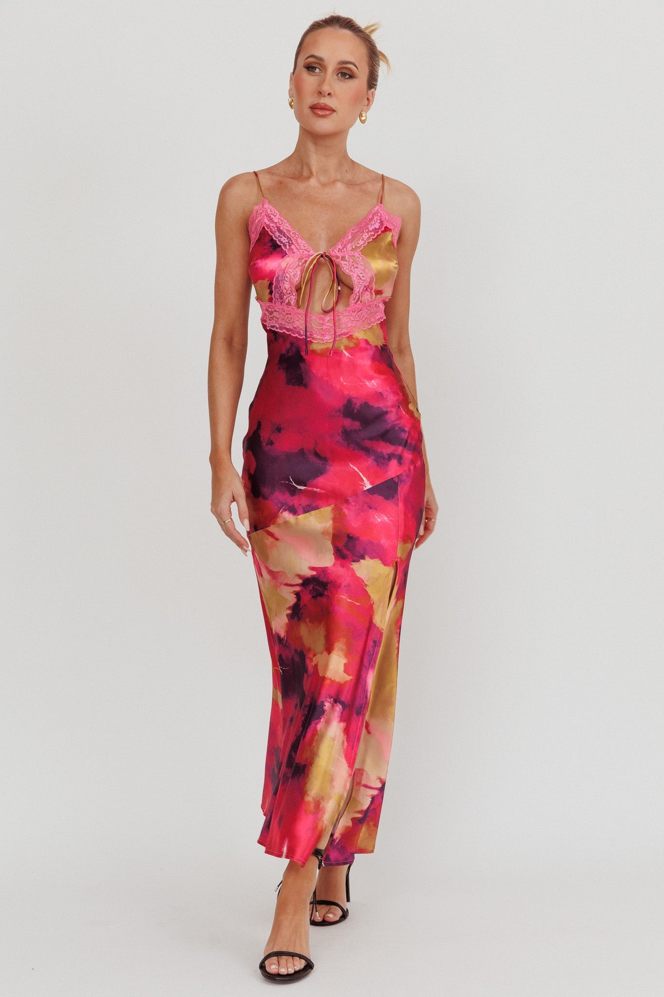 Saga Bust Keyhole Satin Maxi Dress Purple