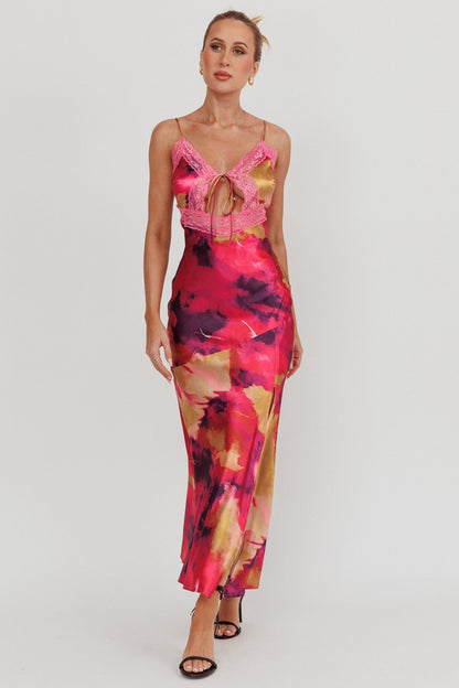 Saga Bust Keyhole Satin Maxi Dress Purple