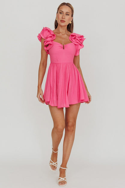 Sunday Dreams Ruffle Strap Mini Dress Pink