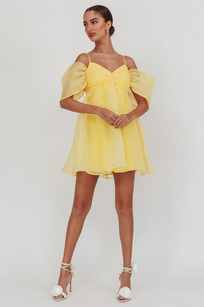 Little Liar Organza Mini Dress Yellow
