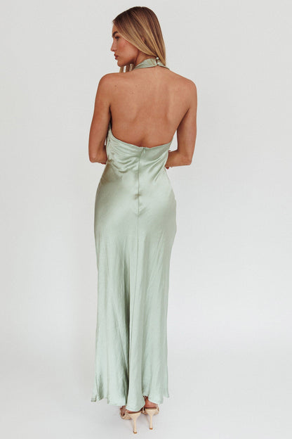 Element Halterneck Maxi Dress Matcha