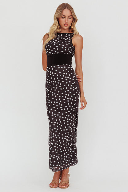 Elza Scoop Back Maxi Dress Spot Black