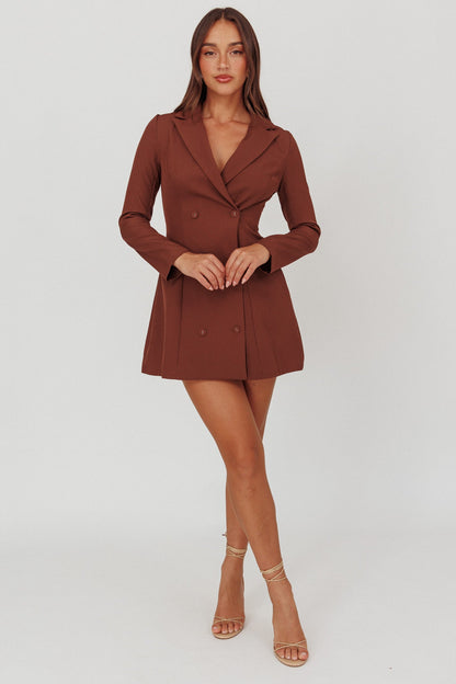 Austria Double Breasted Mini Dress Chocolate