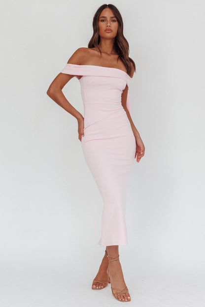 Aurora Sky Off-Shoulder Tie Maxi Dress Pink