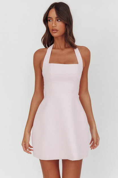 Hendrix Halterneck A-Line Mini Dress Pink