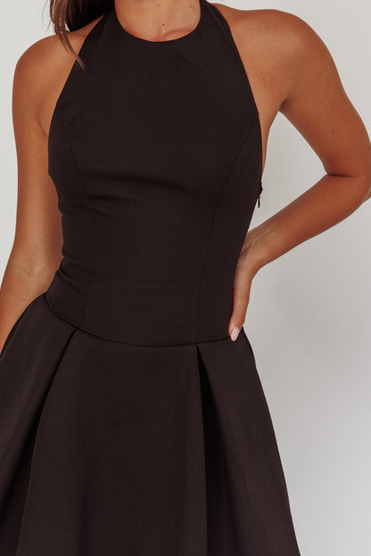 Hype Girl Box Pleat Mini Dress Black