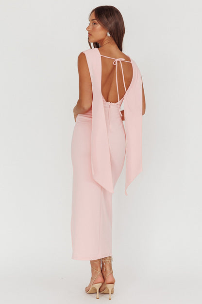 Looks Of Love Shoulder Sash Maxi Dress Pink