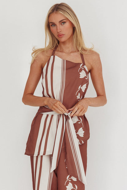 Eniola Asymmetric Neckline Halter Top Palma