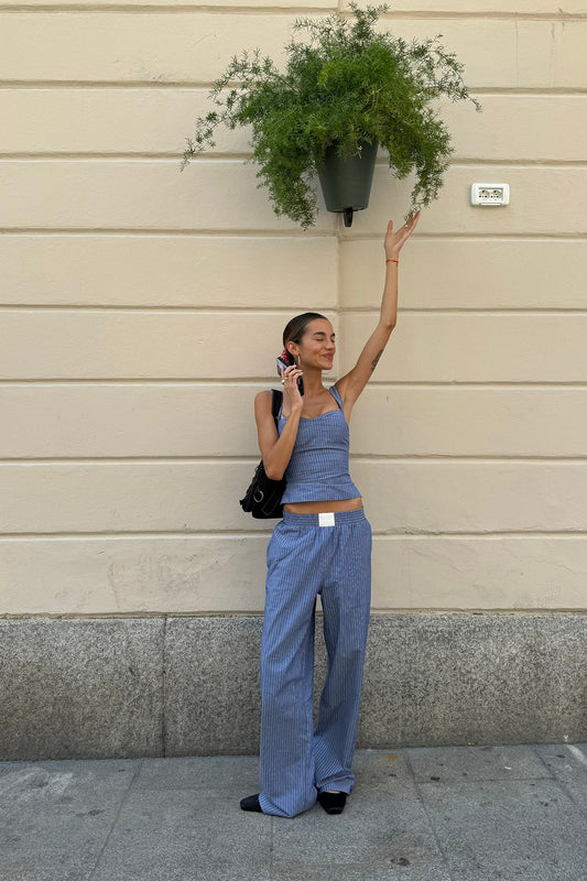 LIONESS Cobain Pants Navy Stripe