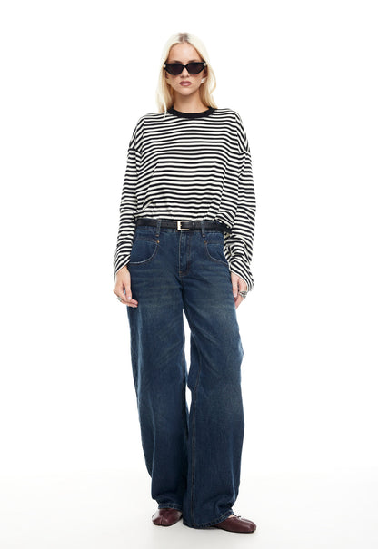 LIONESS Bloom Long Sleeve Onyx Stripe