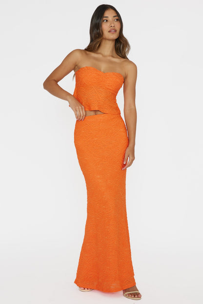 Chat Me Up Embellished Maxi Skirt Tangerine