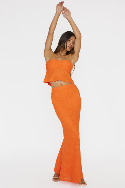 Chat Me Up Embellished Maxi Skirt Tangerine