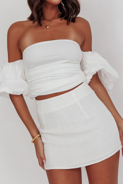 Daily Love Fitted Mini Skirt White
