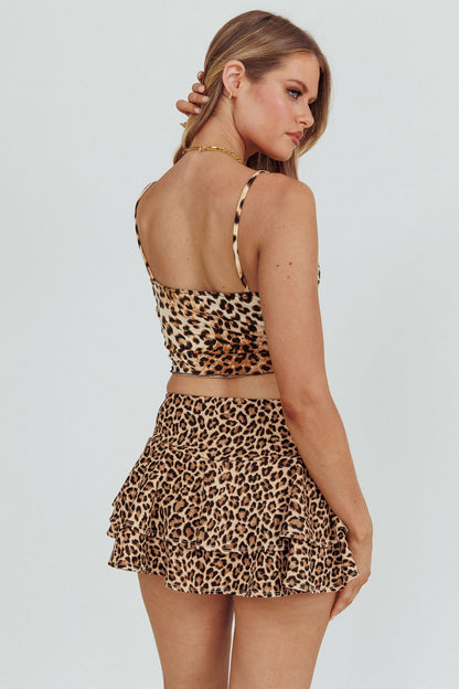 Thordis Leopard Ruffle Skort