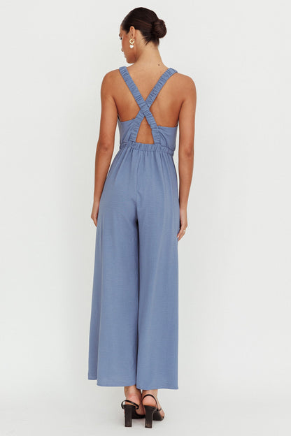 Everything Crossover Strap Jumpsuit Storm Blue