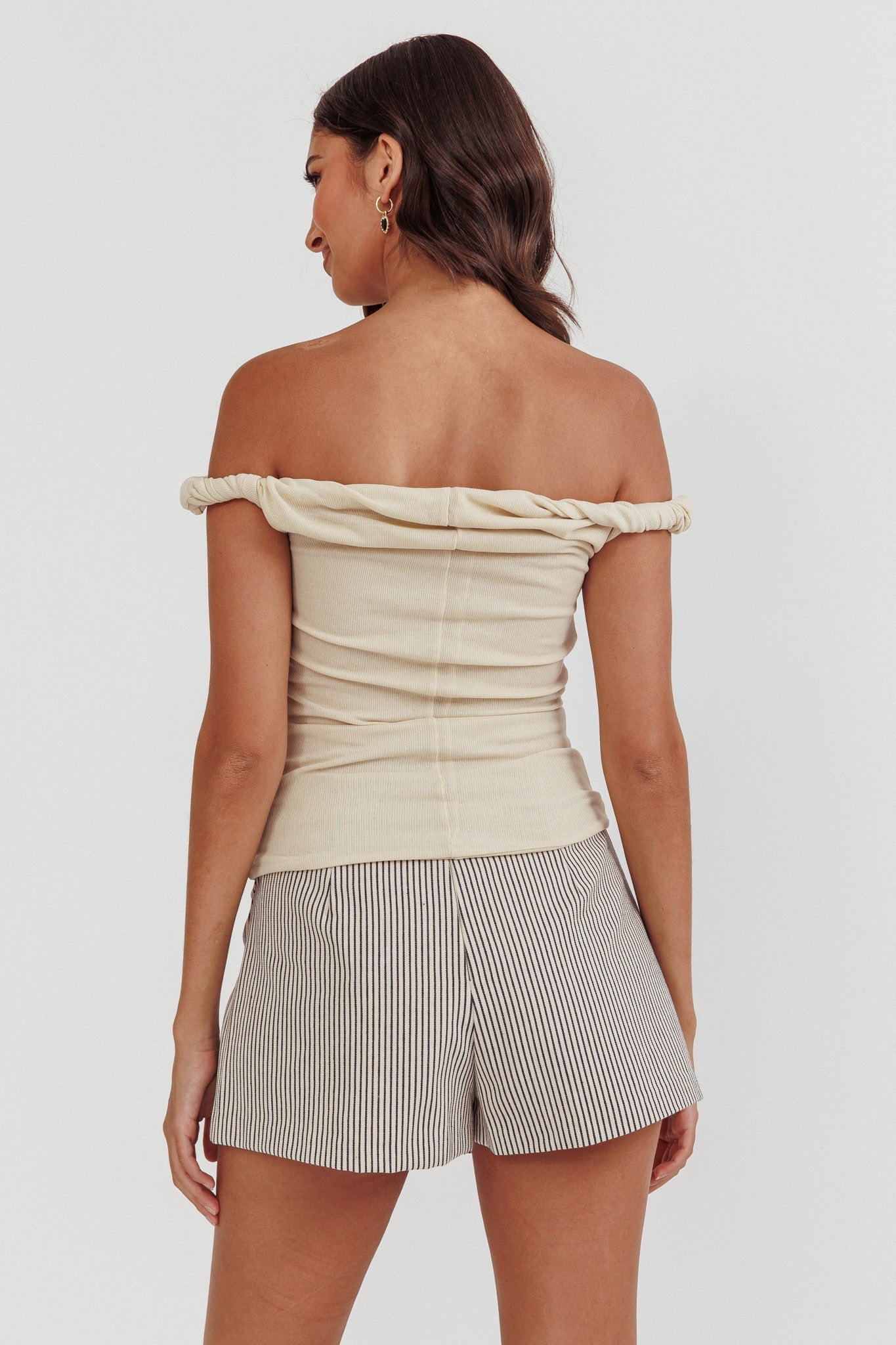 Teri Rolled Off-Shoulder Top Oat