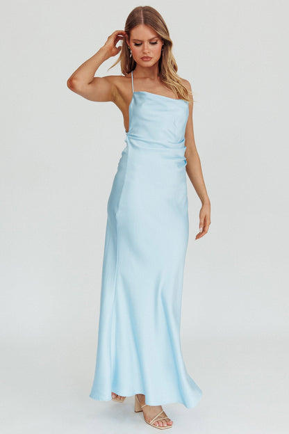 Palma Low Back Strappy Maxi Dress Baby Blue