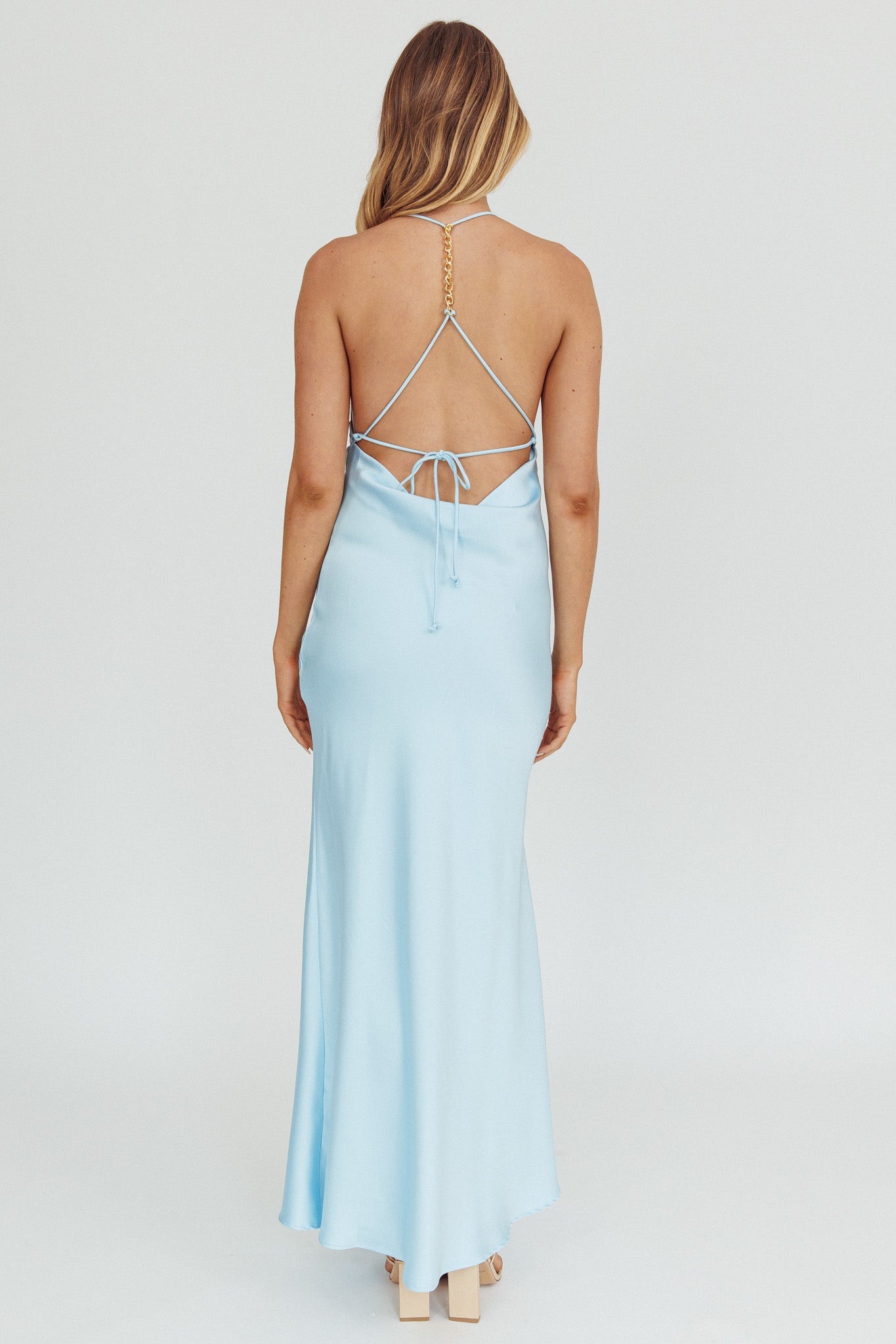 Palma Low Back Strappy Maxi Dress Baby Blue