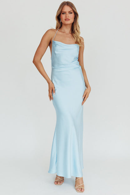 Palma Low Back Strappy Maxi Dress Baby Blue