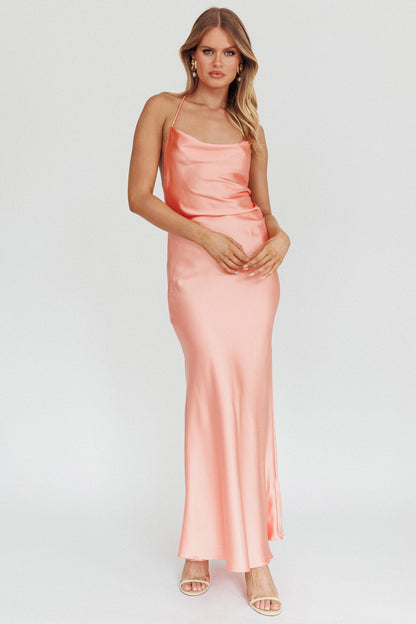 Palma Low Back Strappy Maxi Dress Peach