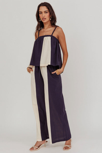 Dream Girl Contrast Wide Leg Pant Midnight