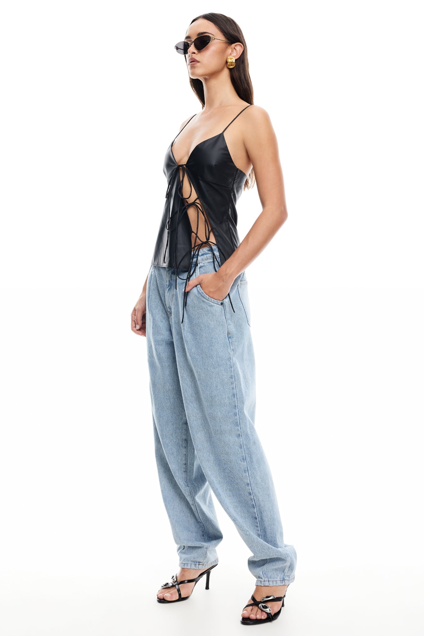 LIONESS Mariah Cami Top Onyx