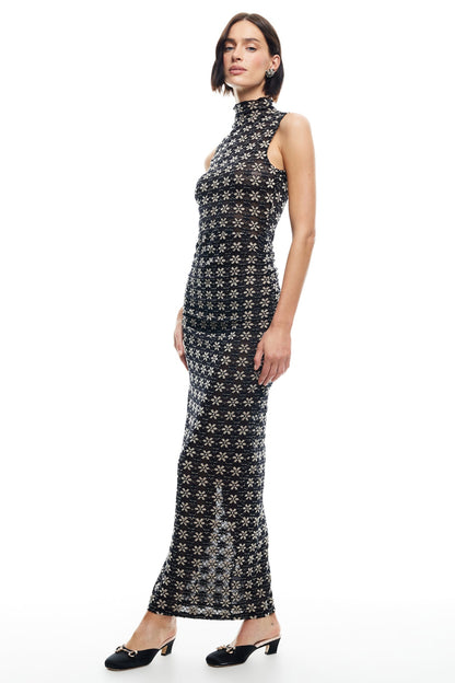 LIONESS Elle Maxi Dress 70's Onyx