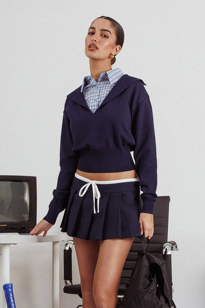 LIONESS Racquet Club Knit Sweater Navy