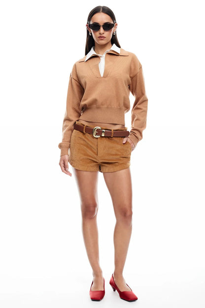 LIONESS Racquet Club Knit Sweater Camel